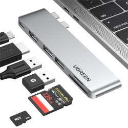 HUB 2x USB-C 1x USB-C HDMI 2xU SB SD MicroSD 
