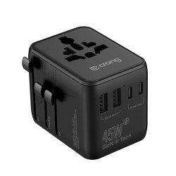 World Travel Adapter GaN 45W UK/EU/US/AU czarny