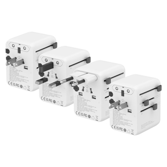 World Travel Adapter GaN 45W UK/EU/US/AU biały