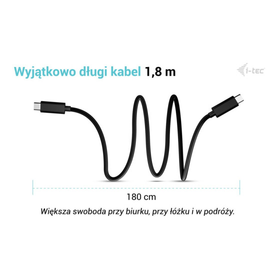 Kabel USB-C TB5 1.8m, czarny