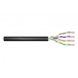 Kabel instalacyjny zewnętrzny żelowany kat.5e, U/UTP, AWG 24/1, PE, 100m, czarny 