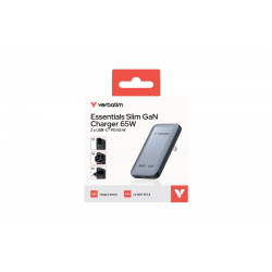 Ładowarka Essentials Slim GaN 65W 2x USB-C, US/UK/UE szara 