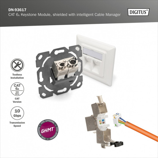 Moduł Keystone RJ45 (8P8C) kat. 6A STP, LSA, beznarzędziowy