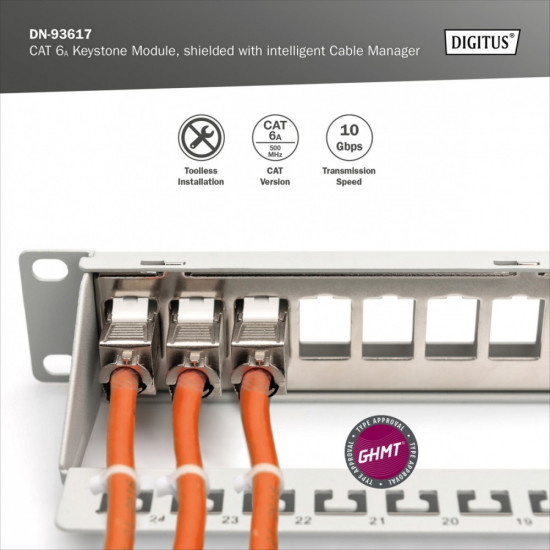 Moduł Keystone RJ45 (8P8C) kat. 6A STP, LSA, beznarzędziowy