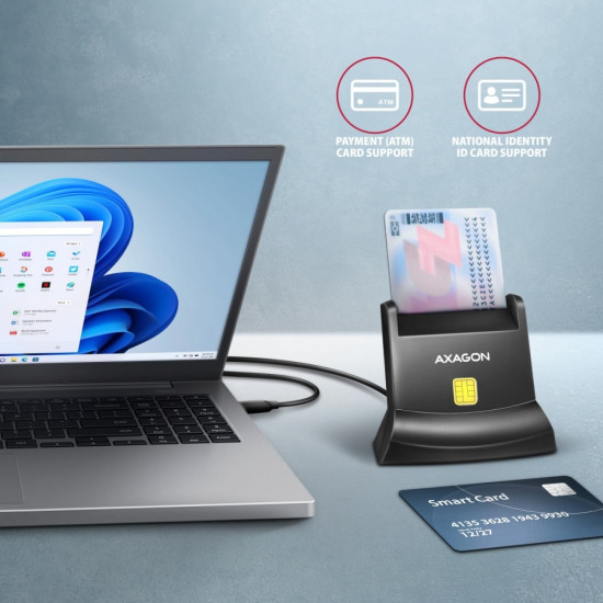 Czytnik smart kart identyfikacyjnych USB-C CRE-SM4NC 