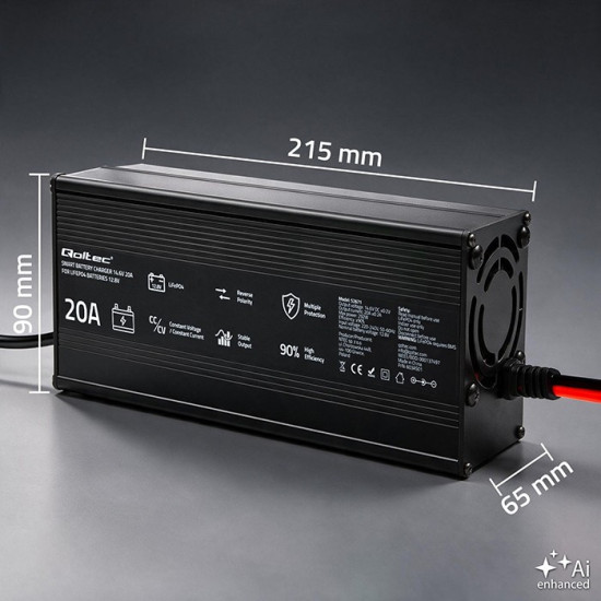 Ładowarka do akumulatora LiFePO4 12V | 20A | PF 0.9 | LED 