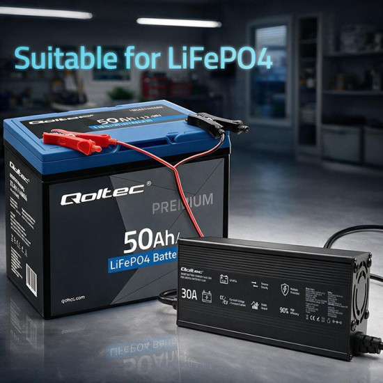 Ładowarka do akumulatora LiFePO4 12V | 30A | PF 0.9 | LED 