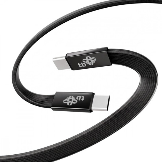 Kabel USB C - USB C 1m płaski czarny