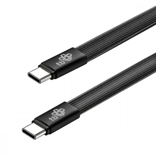 Kabel USB C - USB C 1m płaski czarny