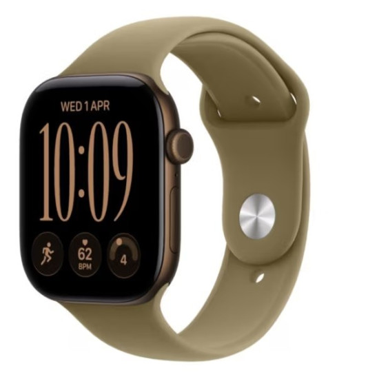 Watch seria 12 GPS+Cellular, koperta 42 mm z aluminium w kolorze ciemnego brązu, pasek sportowy w kolorze oliwki - rozmiar M/L