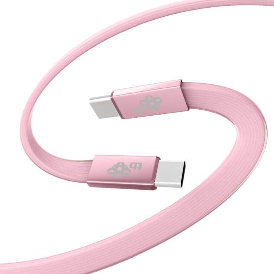 Kabel USB C - USB C 1m płaski pudrowy róż