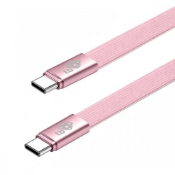 Kabel USB C - USB C 1m płaski pudrowy róż