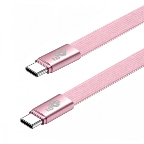 Kabel USB C - USB C 1m płaski pudrowy róż