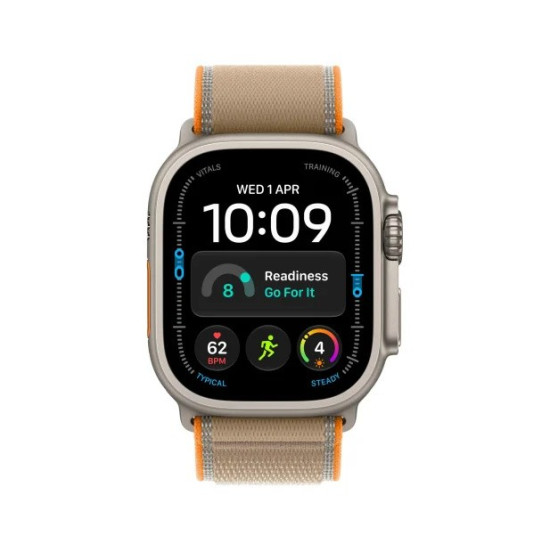 Smartwatch Watch Ultra 4 GPS + Cellular, koperta 49mm z tytanu w kolorze naturalnym, opaska Trail w kolorze piaskowym - rozmiar M/L