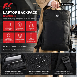 Plecak na laptopa czarny wodoodporny RS204 B 