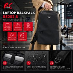 Plecak na laptopa czarny, wodoodporny RS202 B 