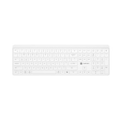 Klawiatura Tang US bezprzewodowa BT + 2.4GHz cicha Slim biała 