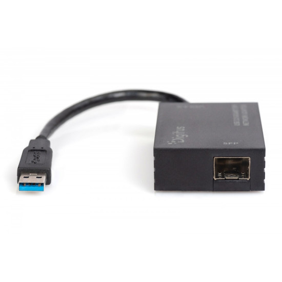 Karta sieciowa USB 3.0 typ A na Gigabit SFP, adapter światłowodowy 1000 Mb/s, moduł SFP sprzedawany osobno