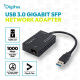 Karta sieciowa USB 3.0 typ A na Gigabit SFP, adapter światłowodowy 1000 Mb/s, moduł SFP sprzedawany osobno