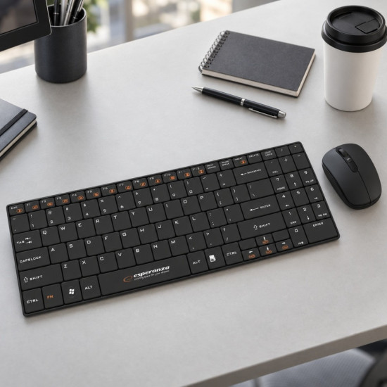 ZESTAW BEZPRZEWODOWY KLAWIATURA SLIM + MYSZ 2,4 GHz EK122K LIBERTY CZARNY 