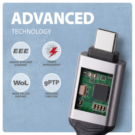 ADE-CM20 USB-C Gigabit Ethernet adapter z zintegrowanym kablem sieciowym CAT6 RJ-45 2 m