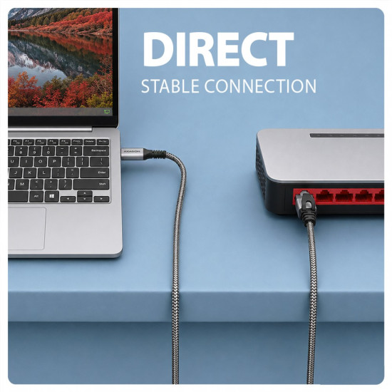 ADE-CM50 USB-C Gigabit Ethernet adapter z zintegrowanym kablem sieciowym CAT6 RJ-45 5 m