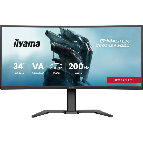 Monitor G-Master 34 cale GCB3484WQSU-B2,VA,UWQHD,200Hz,1500R,21:9, 450cd, 2x5W, PIP, PBP, 2xHDMI, DP, 2xUSB 3.2, 2xUSB-C, Dual mode: 1728x720 @400