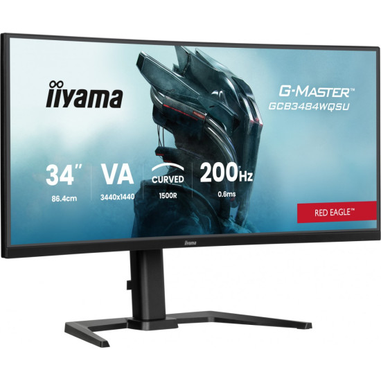 Monitor G-Master 34 cale GCB3484WQSU-B2,VA,UWQHD,200Hz,1500R,21:9, 450cd, 2x5W, PIP, PBP, 2xHDMI, DP, 2xUSB 3.2, 2xUSB-C, Dual mode: 1728x720 @400