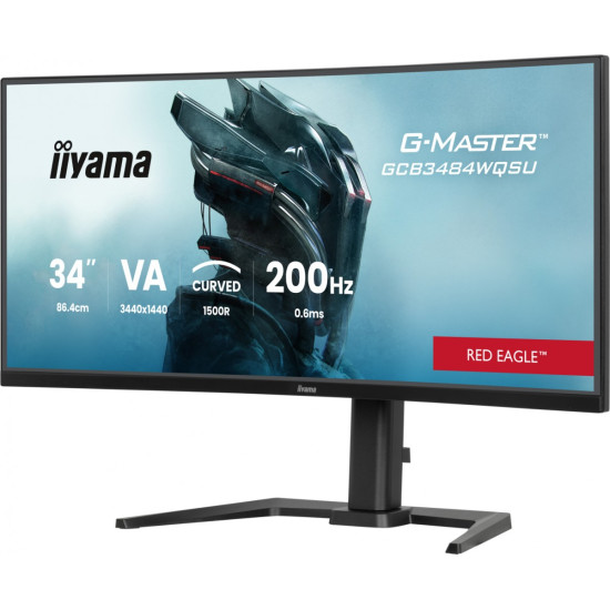 Monitor G-Master 34 cale GCB3484WQSU-B2,VA,UWQHD,200Hz,1500R,21:9, 450cd, 2x5W, PIP, PBP, 2xHDMI, DP, 2xUSB 3.2, 2xUSB-C, Dual mode: 1728x720 @400
