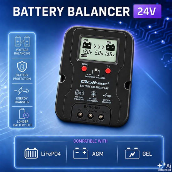 Balanser napięcia 24V do akumulatorów 2x12V | 5A | AGM GEL LiFePO4 