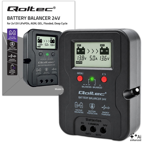 Balanser napięcia 24V do akumulatorów 2x12V | 5A | AGM GEL LiFePO4 