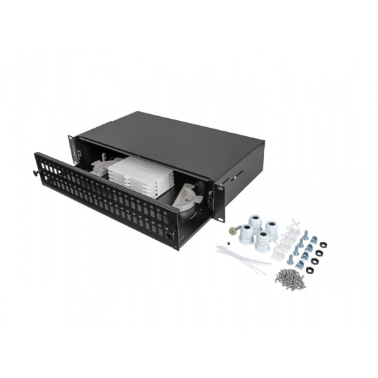Przełącznica światłowodowa 48XSC Simplex / 48XLC Duplex Rack 19 cali 2U czarna + akcesoria 