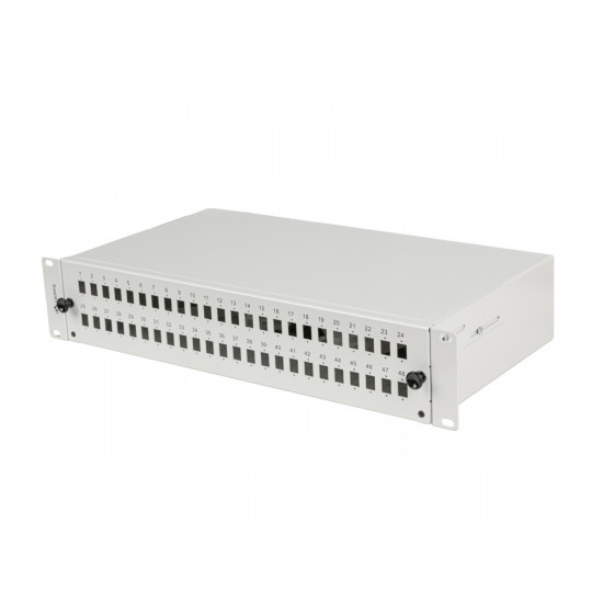 Przełącznica światłowodowa 48XSC Simplex / 48XLC Duplex Rack 19 cali 2U Szara + akcesoria 