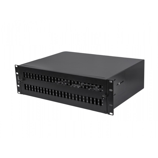 Przełącznica światłowodowa 48XSC Duplex / 48XLC Quad Rack 19 cali 3U czarna + akcesoria 