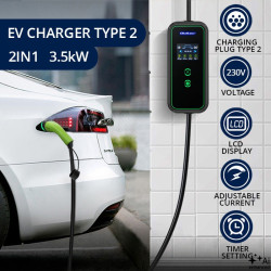 Mobilna ładowarka do samochodów EV 2 w 1 typ2 | 3.5kW | 230V 