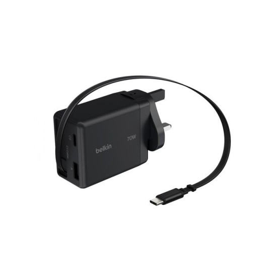 Ładowarka 70W zwijany kabel USB-C , USB-C, USB-A 