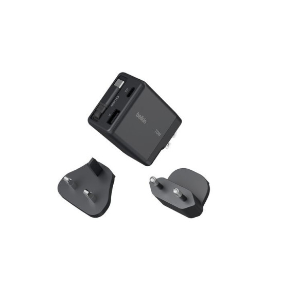 Ładowarka 70W zwijany kabel USB-C , USB-C, USB-A 
