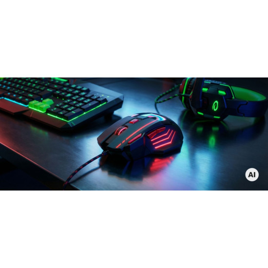 MYSZKA PRZEWODOWA DLA GRACZY 7D OPTYCZNA USB MX201 WOLF CZERWONA