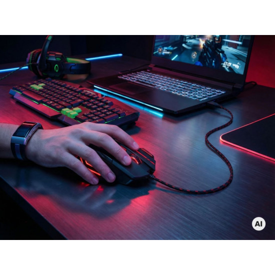 MYSZKA PRZEWODOWA DLA GRACZY 7D OPTYCZNA USB MX201 WOLF CZERWONA