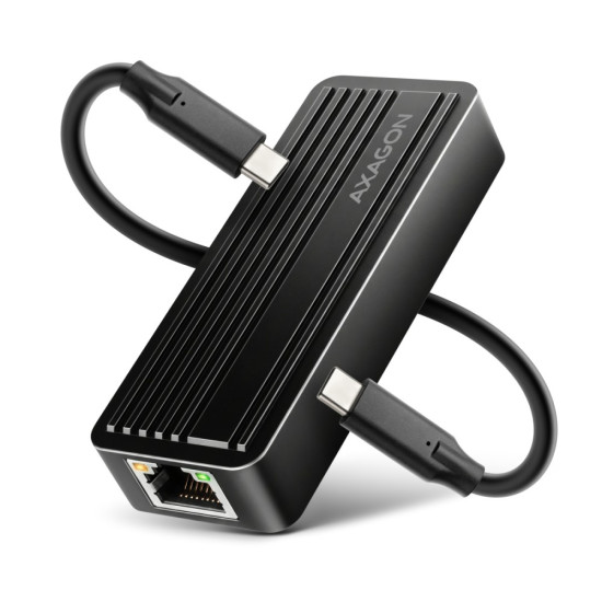 ADE-10GR Karta sieciowa USB-C 10Gbps, port RJ-45 10GbE (10/5/2.5/1G), chipset Realtek RTL8159, Wake-on-LAN, aluminiowa, odłączany kabel 19 cm, czarna
