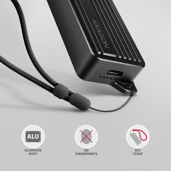 ADE-10GR Karta sieciowa USB-C 10Gbps, port RJ-45 10GbE (10/5/2.5/1G), chipset Realtek RTL8159, Wake-on-LAN, aluminiowa, odłączany kabel 19 cm, czarna