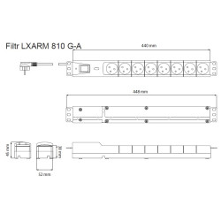 Listwa przeciwprzepięciowa LXARM 810, 3L, PDU, 1,5m, czarna