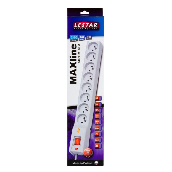 Listwa przeciwprzepięciowa LX 810, 1L, 3,0m, szara