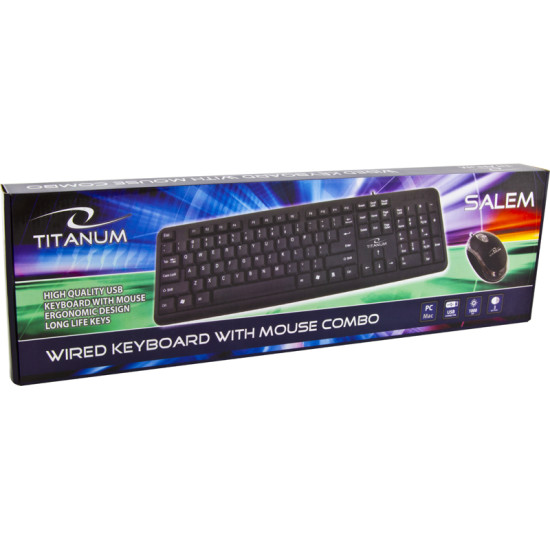 TITANUM ZESTAW MYSZ + KLAWIATURA PRZEWODOWA USB SALEM TK106 