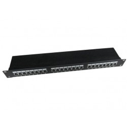 Patch Panel 24 Porty 1U 19' Kat.5e ekran z funkcją organizacji  kabli czarny 
