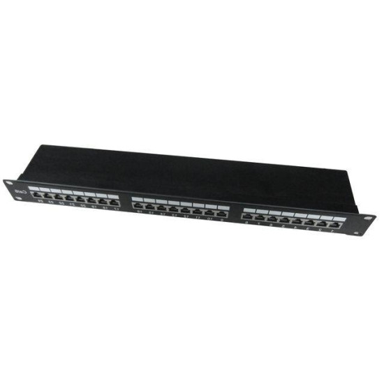 Patch Panel 24 Porty 1U 19' Kat.6 ekran z funkcją organizacji   kabli czarny 