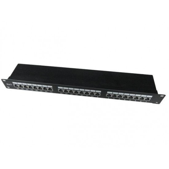 Patch Panel 24 Porty 1U 19' Kat.6 ekran z funkcją organizacji   kabli czarny 