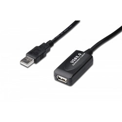 Kabel przedłużający USB 2.0 HighSpeed Typ USB A/USB A M/Ż aktywny, czarny 20m Kabel przedłużający USB 2.0 HighSpeed Typ USB A/USB A M/Ż aktywny, czarny 20m