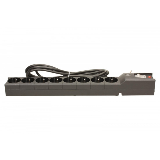 Listwa przeciwprzepięciowa LXA 816, 3L, 3,0m, czarna