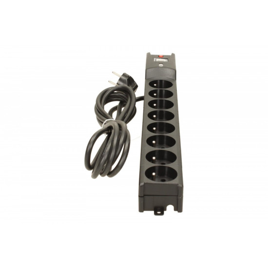 Listwa przeciwprzepięciowa LXA 816, 3L, 3,0m, czarna